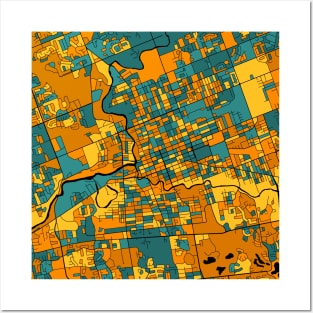 London Map Pattern in Orange & Teal Posters and Art